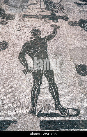 Mosaici, Terme di Porta Marina di Ostia Antica area archeologica di Ostia, della provincia di Roma, Lazio, l'Italia, Europa Foto Stock