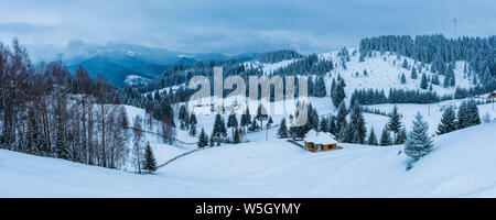 Paesaggio invernale nei pressi di crusca nei Carpazi, Transilvania, Romania, Europa Foto Stock