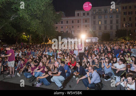 Roma, Italia. 28 Luglio, 2019. Il direttore francese e attore Mathieu Kassovitz ha partecipato al film festival 'Il cinema in Piazza" organizzato da I Ragazzi del Cinema America in arena di Piazza San Cosimato a Roma. Credito: Matteo Nardone/Pacific Press/Alamy Live News Foto Stock