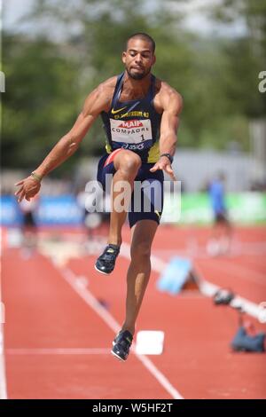 Benjamin Compaore su Ca Montreuil 93 Finale Triple Saut durante l atletica Campionato Francese Elite 2019 sulla luglio 27, 2019 in Saint-Etienne, Francia - Photo Laurent Lairys / DPPI Foto Stock