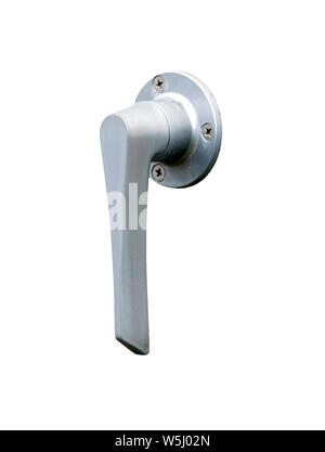 Alluminio maniglia porta isolata su sfondo bianco. Foto Stock