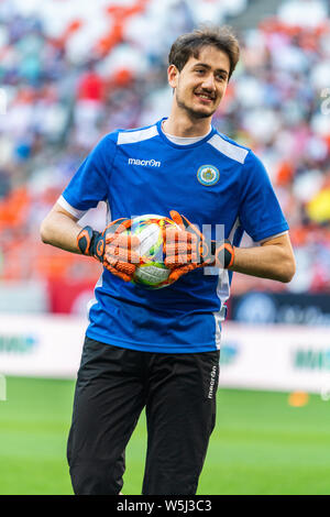 Saransk, Russia - 8 giugno 2019. San Marino Nazionale di calcio sostituto portiere Matteo Zavoli prima di UEFA EURO 2020 match di qualificazione della Russia Foto Stock