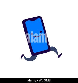 Illustrazione di un telefono cellulare acceso. Vettore. Smartphone moderno. Icona per il sito web o negozio. Segni, loghi per la Riparazione di elettrodomestici, consegna o Illustrazione Vettoriale