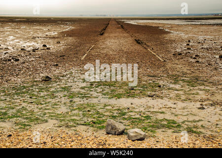 Seascape a Southend on Sea, Essex, durante il tramonto Foto Stock