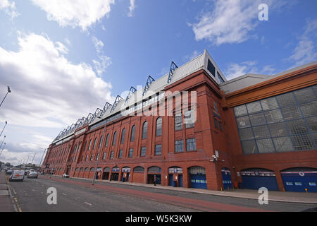 GLASGOW, SCOZIA - Luglio 18, 2019: vista esterna della sede visto davanti alla seconda gamba del 2019/20 UEFA Europa League primo turno di qualificazione gioco tra Rangers FC (Scozia) e San Giuseppe FC (Gibilterra) a Ibrox Park. Foto Stock