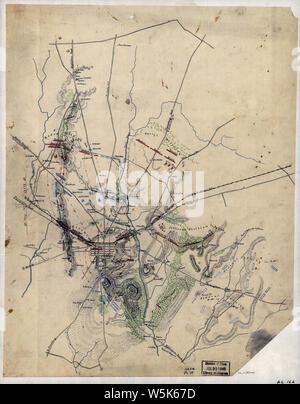 088 schizzo del campo di battaglia di Gettysburg 1 e 2 luglio 1863 la ricostruzione e la riparazione Foto Stock