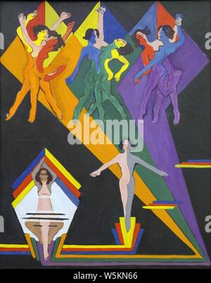 Ragazze Danza in raggi di colore. Foto Stock