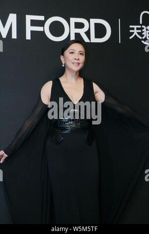 Hong Kong attrice Carina Lau assiste un Tom Ford Beauty evento del marchio in Cina a Shanghai, 23 aprile 2019. Foto Stock