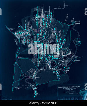 La guerra civile mappe 0125 Battaglia di Chickamauga Ga Sept 19 e 20 1863 invertito la ricostruzione e la riparazione Foto Stock