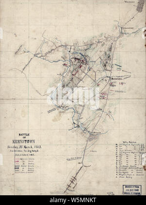 La guerra civile mappe 0137 Battaglia di Kernstown domenica 23 marzo 1862 la ricostruzione e la riparazione Foto Stock