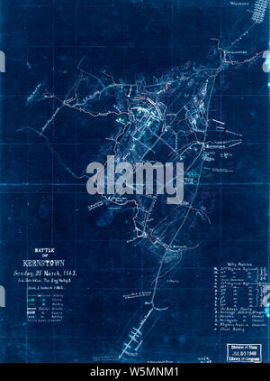 La guerra civile mappe 0137 Battaglia di Kernstown domenica 23 marzo 1862 invertito la ricostruzione e la riparazione Foto Stock