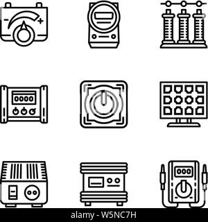 Energia solare convertor icon set. Profilo set di 9 energia solare convertitore icone vettoriali per il web design isolato su sfondo bianco Illustrazione Vettoriale