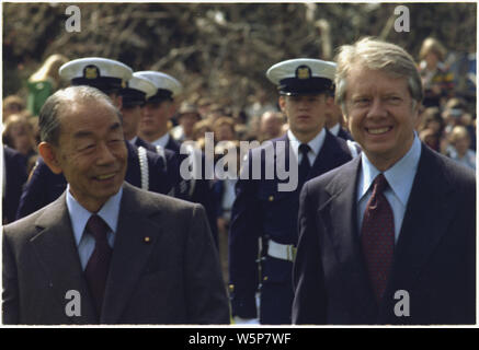 Jimmy Carter e il Primo Ministro del Giappone, Takeo Fukuda Foto Stock