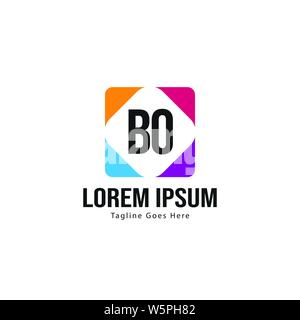 BO Lettera Logo Design. Moderno creativo BO lettere icona design illustrazione Illustrazione Vettoriale