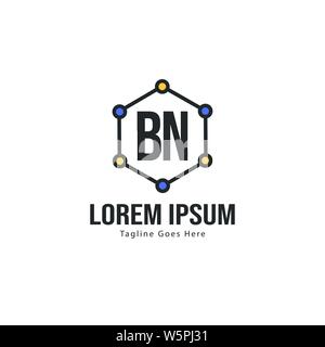 BN Lettera Logo Design. Moderno creativo BN lettere icona design illustrazione Illustrazione Vettoriale
