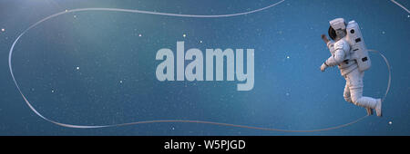 Astronauta nello spazio esterno (3d la scienza illustrazione banner) Foto Stock