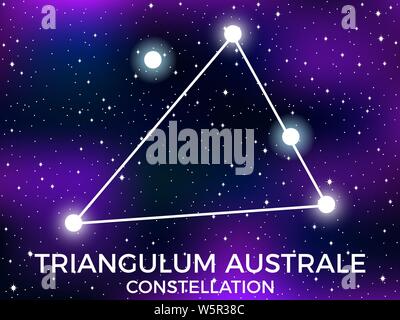 Triangulum Australe costellazione. Cielo stellato. Cluster di stelle e galassie. Spazio profondo. Illustrazione Vettoriale Illustrazione Vettoriale