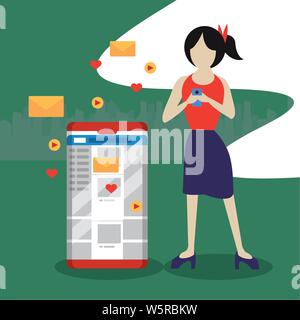 Le persone e i social media e la rete Illustrazione Vettoriale