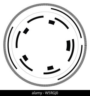 Cerchi casuale con linee tratteggiate, casualità, concetto circolare Illustrazione Vettoriale