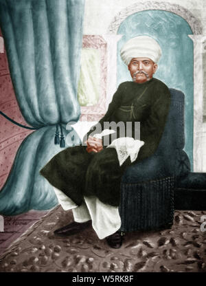 Pittura di Karamchand Uttamchand Gandhi padre del Mahatma Gandhi 1850 personalità indiana dell'India Foto Stock