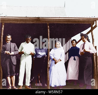 Il Mahatma Gandhi Kasturba Gandhi Sonia Schlesin e altri Sud Africa Giugno 1912 Foto Stock