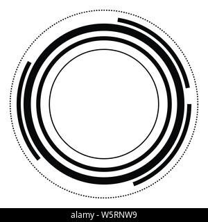 Cerchi casuale con linee tratteggiate, casualità, concetto circolare Illustrazione Vettoriale