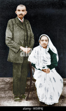 Kasturba Gandhi e il Mahatma Gandhi in Johannesburg Sudafrica Luglio 1914 Foto Stock