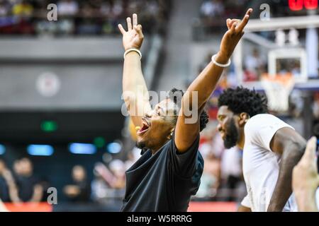 NBA star Dennis Smith Jr. di New York Knicks assiste il 2019 sotto la corazza basket Asia Tour in Cina a Shanghai, 29 giugno 2019. Foto Stock