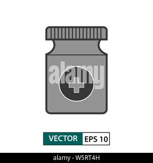 Bottiglia di medicina icona. Isolato su sfondo bianco. Illustrazione vettoriale EPS 10 Illustrazione Vettoriale