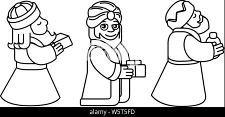 Saggi Presepe Cartoon Illustrazione Vettoriale