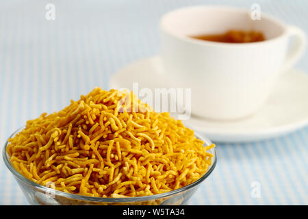 Bowl of Aloo Bhujia namkeen Stock Photo