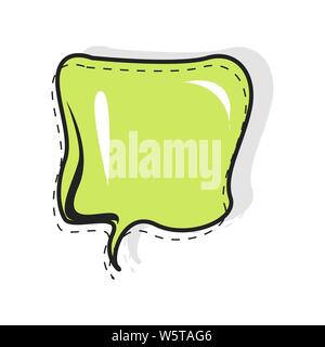 Cartoon pop art discorso a palloncino di colore verde per i cartoni animati. Discorso bolla vettore, pensare o parlare di cloud vuota, comunicazione comic box per il messaggio in capretto Illustrazione Vettoriale