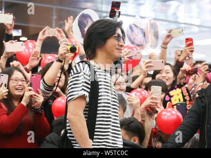 **TAIWAN OUT * * giapponese attore e cantante Takuya Kimura è raffigurato al Taipei Aeroporto Songshan di Taipei, Taiwan, 1 dicembre 2018. Foto Stock