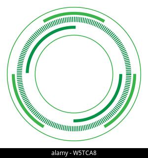 Versione Green - Random cerchi con linee tratteggiate, casualità, concetto circolare Illustrazione Vettoriale