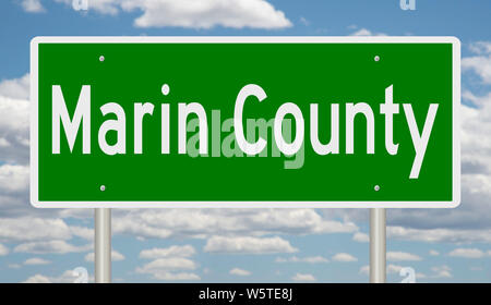 Il rendering di un verde autostrada segno per Marin County in California Foto Stock