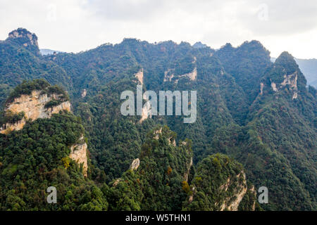 Spettacolare paesaggio montuoso nella famosa attrazione turistica di Zhangjiajie Cina Foto Stock
