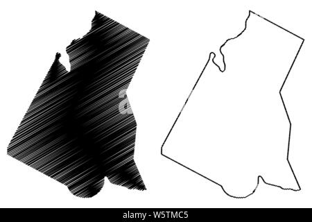 Regione di Borkou (regioni del Ciad, Repubblica del Ciad) mappa illustrazione vettoriale, scribble schizzo Borkou mappa Illustrazione Vettoriale