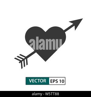 Cuore / amore l'icona con la freccia. Isolato su sfondo bianco. Illustrazione vettoriale EPS 10 Illustrazione Vettoriale