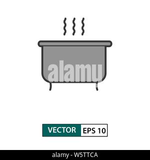 Vasca da bagno e la relativa icona. Isolato su sfondo bianco. Illustrazione vettoriale EPS 10 Illustrazione Vettoriale