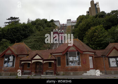 Vecchio dissued Folkestone funicolare in leas Kent England Foto Stock