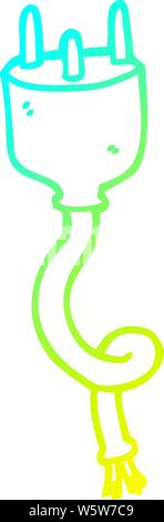 Gradiente a freddo la linea di disegno di un cartoon spina elettrica Illustrazione Vettoriale