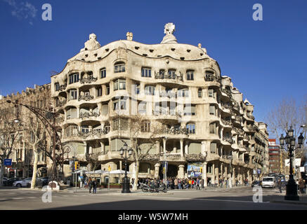 Casa Mila a Barcellona. Spagna Foto Stock