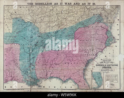 La guerra civile mappe 0573 Lloyd's nuova mappa militare del confine sud degli Stati Uniti la ricostruzione e la riparazione Foto Stock