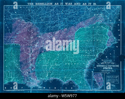 La guerra civile mappe 0573 Lloyd's nuova mappa militare del confine sud degli Stati Uniti invertito la ricostruzione e la riparazione Foto Stock