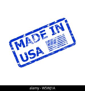 Made in America, prodotto da Stati Uniti d'America, il timbro di gomma sketch. Qualità americana timbro di gomma, vettore di filigrana di fabbricazione, il patriottismo produrre etichetta illust Illustrazione Vettoriale