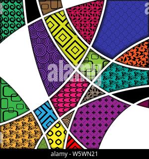 Set di colori diversi modelli zentangle isolati su sfondo bianco Illustrazione Vettoriale