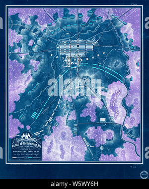 La guerra civile mappe 0834 mappa della battaglia di Gettysburg Pa luglio 1° 2° 3° 1863 che mostra la linea di battaglia su PM del 2° invertito la ricostruzione e la riparazione Foto Stock