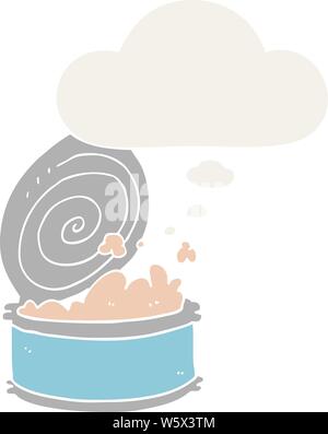 Cartoon conserve di pesce con bolle di pensiero in stile retrò Illustrazione Vettoriale