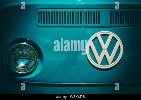 Logo retrò di autobus di Volkswagen Foto Stock