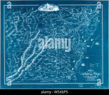 La guerra civile 0946 mappe mappa della sede di guerra in Virginia invertito la ricostruzione e la riparazione Foto Stock